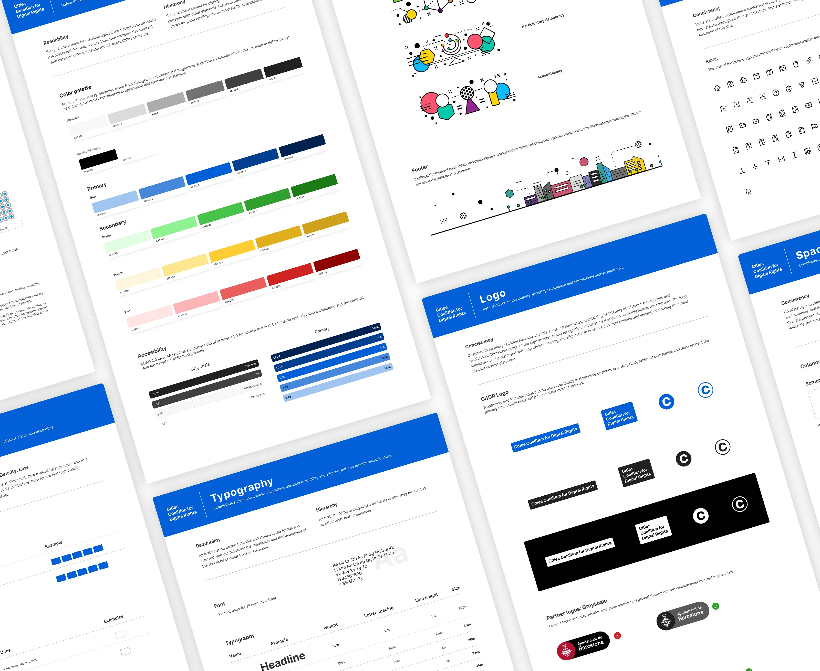 Paginas del Ui kit posicionadas diagonalmente