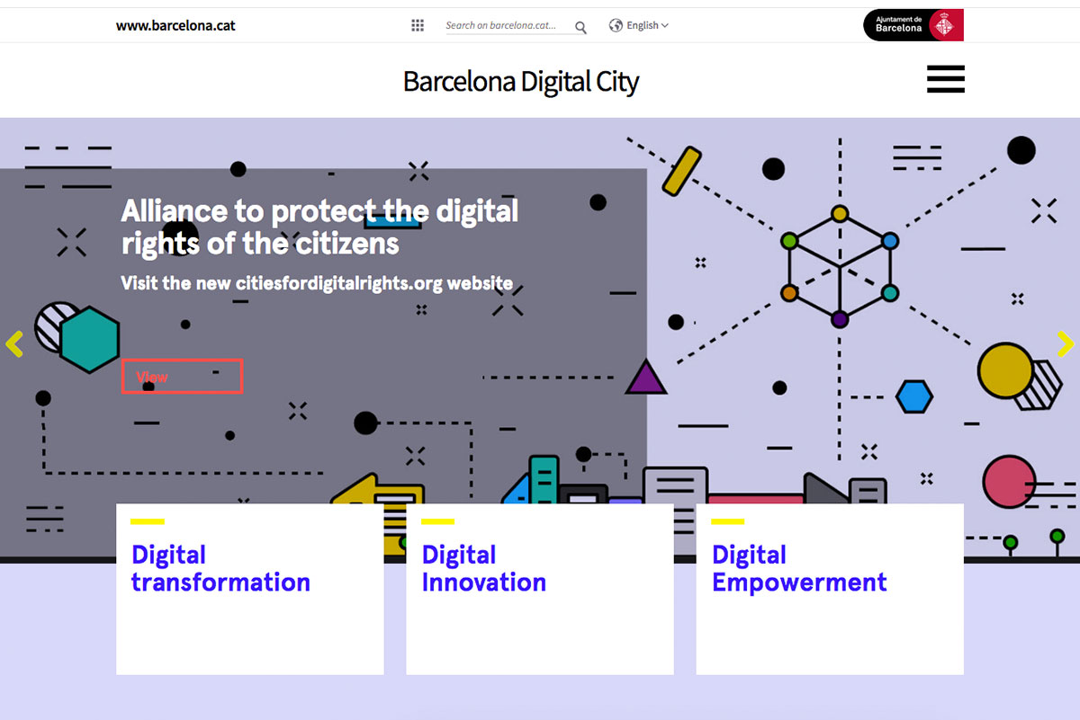 Capçalera per al lloc web de Barcelona Ciutat Digital